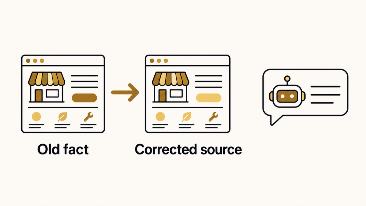 Correcting an outdated source page is separate from a later AI answer.