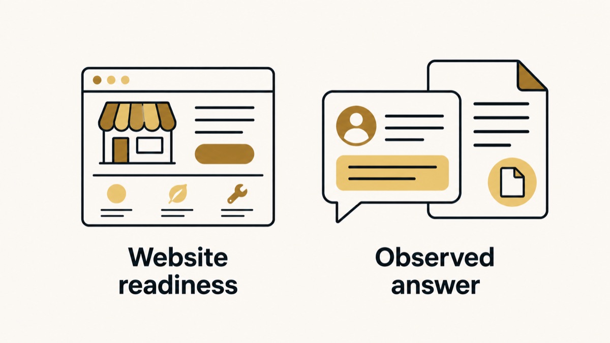 Website-readiness evidence is distinct from an observed answer about the business.